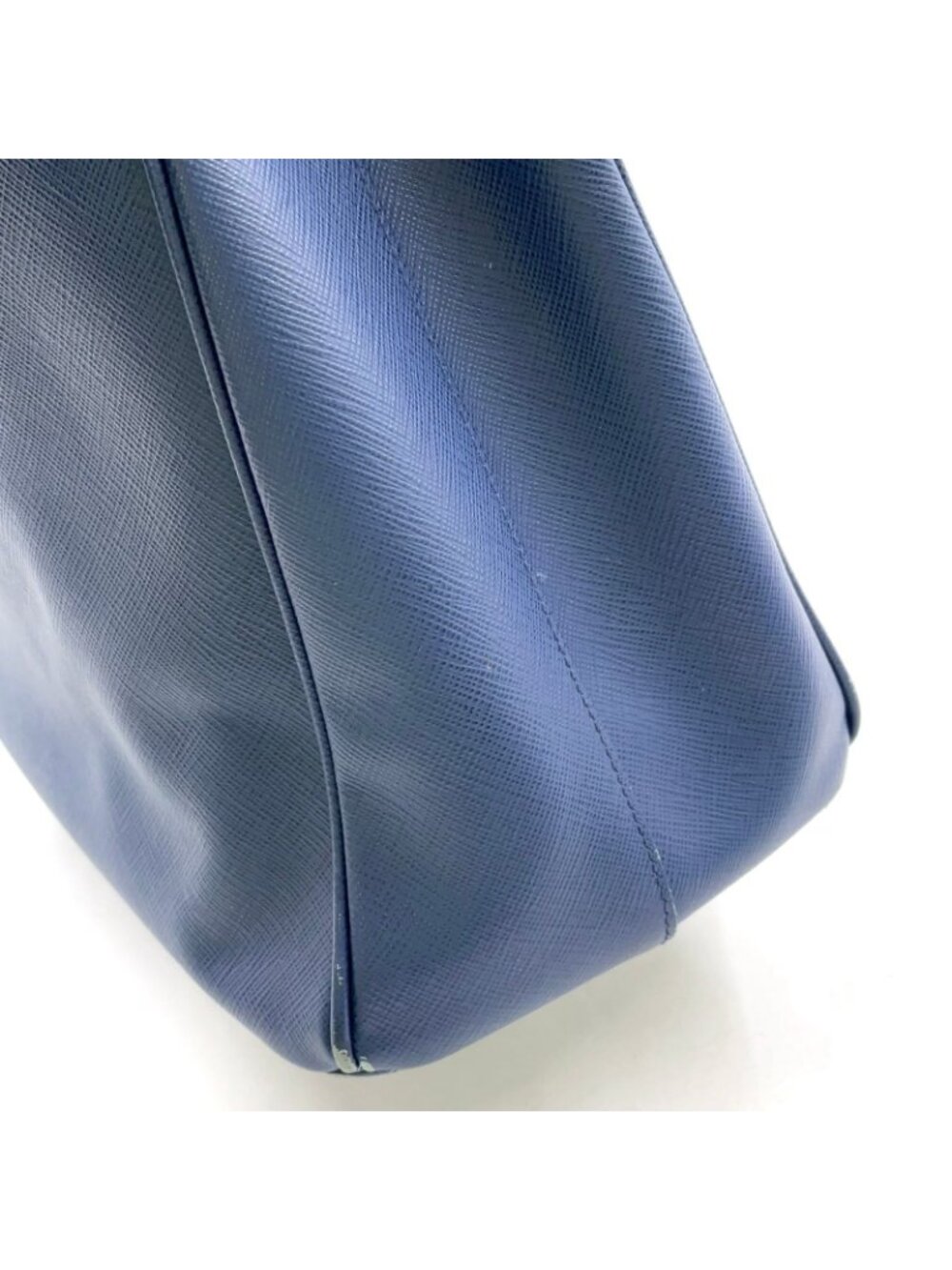 ★SOLD★ Prada Galleria 2-Way Shoulder Leather Blue Handbag Gold - Picture 10 of 15